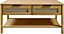 Corona Rattan 2 Drawer Coffee Table - L50 x W90 x H43.5 cm - Distressed Wax Pine/Rattan Effect