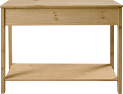 Corona Rattan 2 Drawer Console Table in Distressed Wax Pine and Rattan Effect