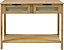 Corona Rattan 2 Drawer Console Table - L35 x W90 x H72 cm - Distressed Wax Pine/Rattan Effect
