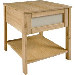 Corona Rattan Side Table - L50 x W50 x H55 cm - Distressed Wax Pine/Rattan Effect