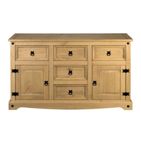 Corona Sideboard 2 Door 5 Drawer Solid Pine Mexican Wood Chest
