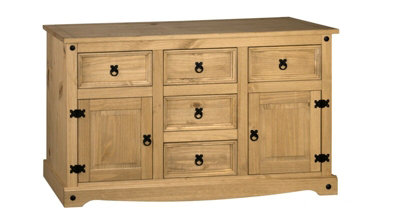 Corona Sideboard 2 Door 5 Drawer Solid Pine Mexican Wood Chest