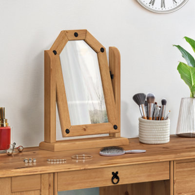 Corona Single Dressing Table Mirror Adjustable Solid Pine with Mexican Styling