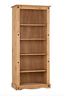 Corona Tall Bookcase in Distressed Waxed Pine
