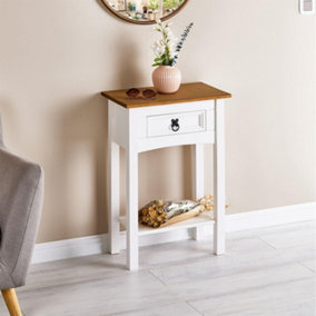 Corona White Console Table 1 Drawer Solid Wood Occasional Table