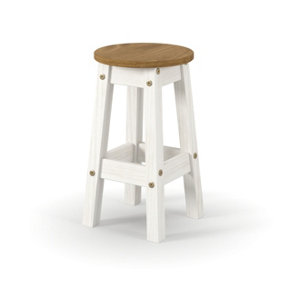 Corona White Pair of low breakfast stools  , 32cm wide x 32cm deep x 50.8cm high