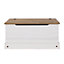 Corona White storage trunk, white wash waxed finished with antique wax top
