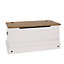 Corona White storage trunk, white wash waxed finished with antique wax top