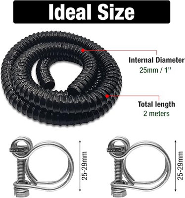 thumbnail image 2 of HFP 9mm X 9mm X 300mm Clear Corrugated Fuel Hose Line With Clamps E85 Compatible 1035257 2 of 13
