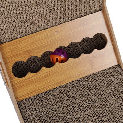Corrugated L shaped Cat Scratcher Kitten Cardboard Scratching with Toys