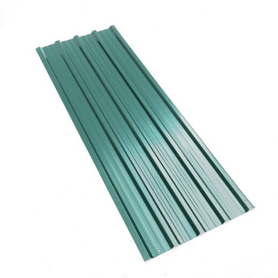 Corrugated Roofing Sheet Dark Green Corrugated Panel Pack of 12 L 115 cm x W 45 cm x T 0.27 mm