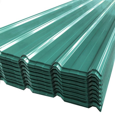 Corrugated Roofing Sheet Dark Green Corrugated Panel Pack of 12 L 129 cm x W 45 cm x T 0.27 mm
