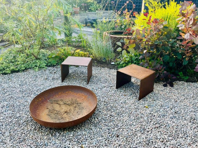 Corten steel stool , garden stool, metal stool , indoor side table , side table , steel bench