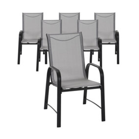 Cosco paloma patio dining chairs 6 pack dark grey