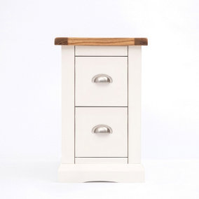 Cosenza 2 Drawer Petite Bedside Table Chrome Cup Handle