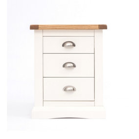 Cosenza 3 Drawer Bedside Table Chrome Cup Handle