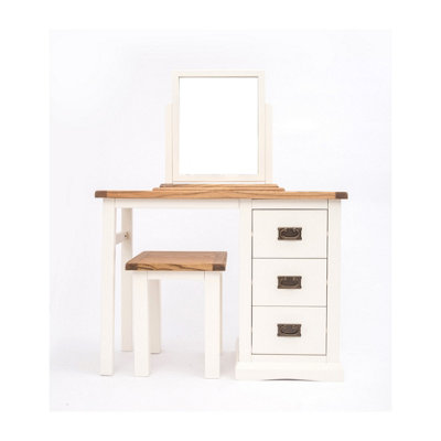 Cosenza 3 Drawer Dressing Table Set Brass Drop Handle