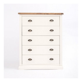 Cosenza 5 Drawer Chest of Drawers Brass Cup Handle
