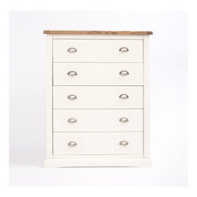 Cosenza 5 Drawer Chest of Drawers Chrome Cup Handle