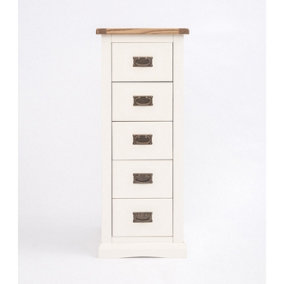 Cosenza 5 Drawer Narrow Chest of Drawers Bras Drop Handle