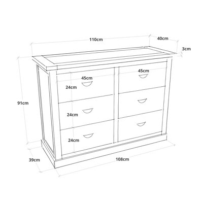 Cosenza 6 Drawer Chest of Drawers Brass Cup Handle