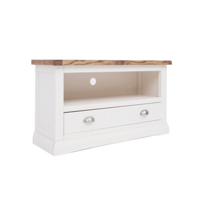 Cosenza Off White 1 Drawer TV Cabinet Chrome Cup Handle