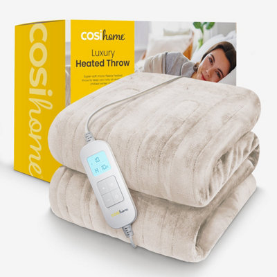 Cosi Home Fleece Electric Heated Throw Cream DIY at B Q