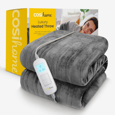 Cosi Home Fleece Electric Heated Throw - Grey