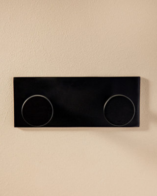 COSMIC Double Towel hook, Robe hook, Coat hook, Self-adhesive, Black, Supports up to 5kg, Stick Collection
