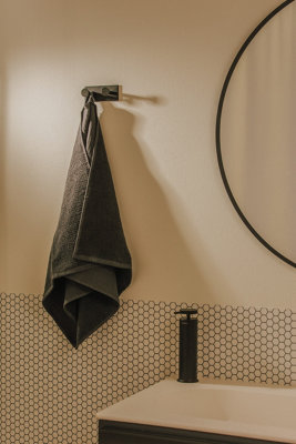 COSMIC Double Towel hook, Robe hook, Coat hook, Self-adhesive, Black, Supports up to 5kg, Stick Collection