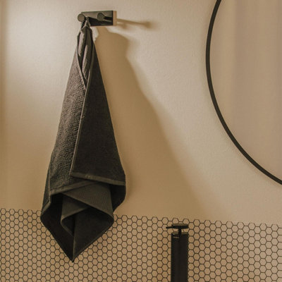 COSMIC Double Towel hook, Robe hook, Coat hook, Self-adhesive, Black, Supports up to 5kg, Stick Collection