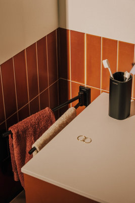COSMIC Double towel rail, Swivel, Easy to install, Matt Black, Supports ...