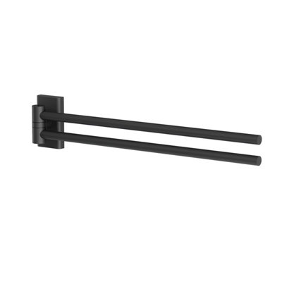 Cosmic Double Towel Rail with Swivel, Matte Black, Wall-Mounted, 38cm. Collection Next