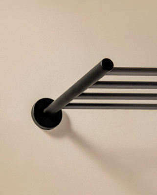 COSMIC Towel Rack and Towel Shelf, Matt Black, 60cm, Hidden fixings ...