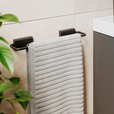 COSMIC Towel rail, 30cm, Screw-in or self-adhesive, Matt Black ...