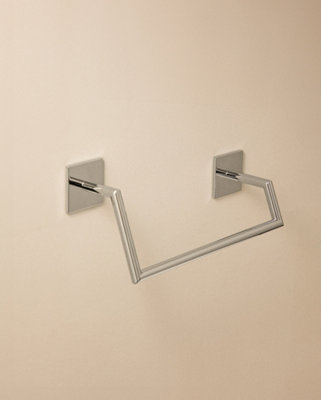 COSMIC Towel ring, 25,5cm, Self-adhesive, Silver, Stick Collection