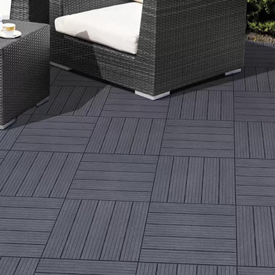 Cosmo 10 Pack Garden Composite Interlocking Decking Tiles Recycled Material 30 x 30cm