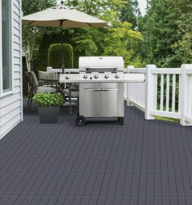 Cosmo 10 Pack Garden Composite Interlocking Decking Tiles Recycled Material 30 x 30cm