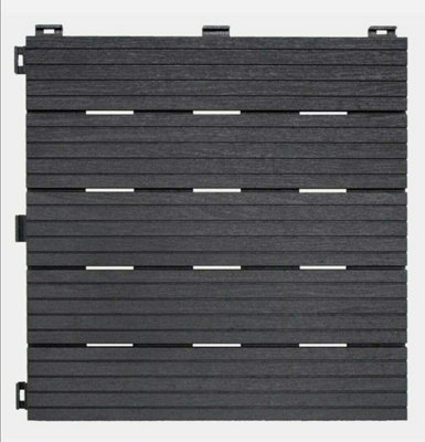 Cosmo 10 Pack Garden Composite Interlocking Decking Tiles Recycled Material 30 x 30cm