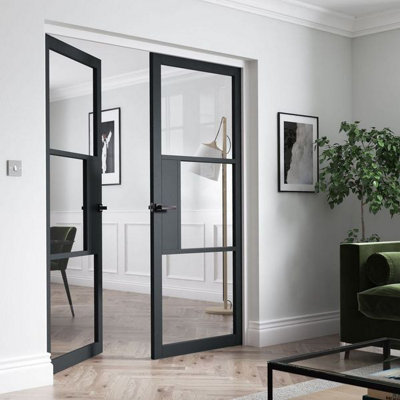 Cosmo Grey Clear Glass Internal Laminate Door