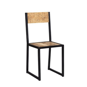 Cosmo Industrial Dining Chair (Set of 2) - Solid Mango Wood/Metal - L40 x W40 x H90 cm