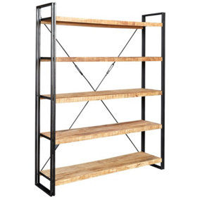 Cosmo Industrial Large Open Bookcase - Solid Mango Wood - L40 x W160 x H200 cm