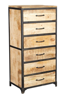 Cosmo Industrial Tall Chest - Solid Mango Wood - L40 x W60 x H120 cm