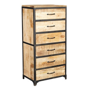 Cosmo Industrial Tall Chest - Solid Mango Wood - L40 x W60 x H120 cm