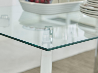 Cosmo Rectangular 4 6 Seater Chrome Metal And Glass Dining Table for Striking Elegant Minimalist Modern Dining Room