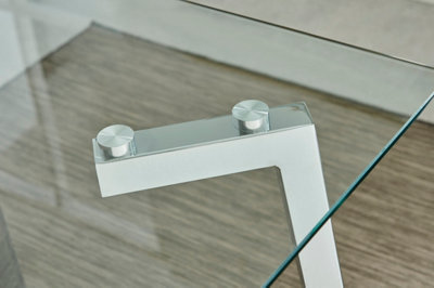 Cosmo Rectangular 4 6 Seater Chrome Metal And Glass Dining Table for Striking Elegant Minimalist Modern Dining Room