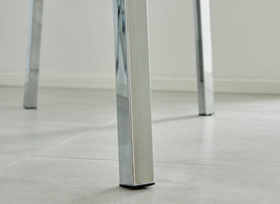 Cosmo Rectangular 4 6 Seater Chrome Metal And Glass Dining Table for Striking Elegant Minimalist Modern Dining Room