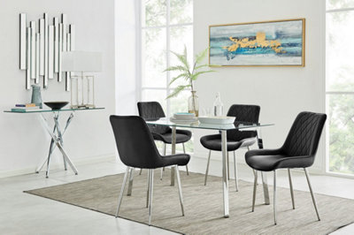 Black and chrome dining room deals chairs