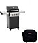 CosmoGrill 2+1 Premium Black Gas Barbecue with Side Ring Burner Temperature Gauge & Storage With Heavy Duty Cover