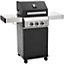 CosmoGrill 2+1 Premium Black  Gas Barbecue with Side Ring Burner Temperature Gauge & Storage